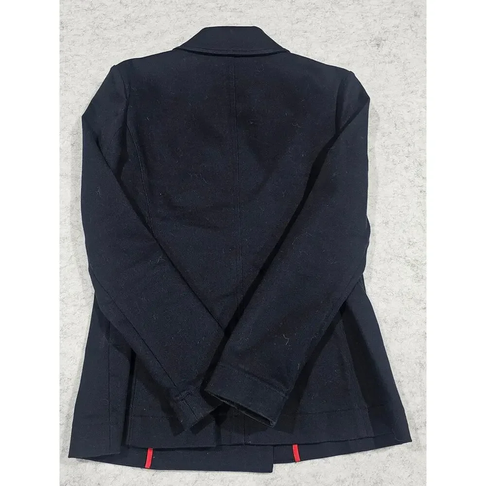 Michael Kors Navy Blue Double Breasted Canvas Peacoat Jacket Size Medium M